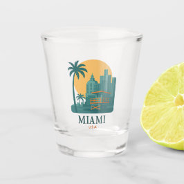 Vintage Miami USA Shot Glass – Retro Beach Skyline Shot Glas