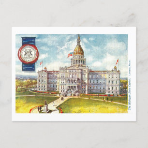 Vintage Michigan Capitol avec carte postale Seal