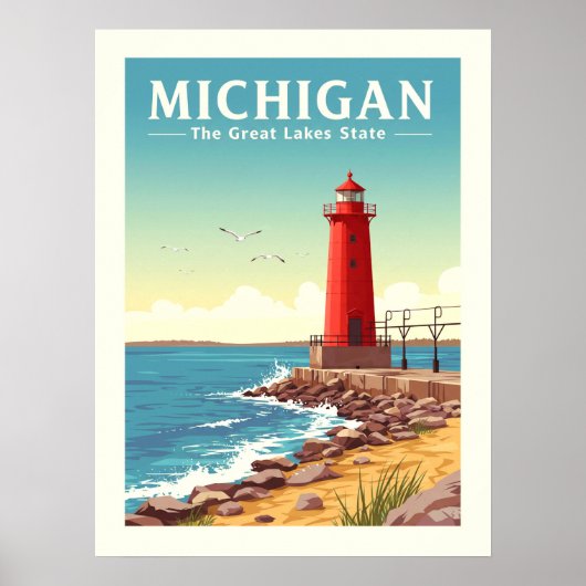 Vintage Michigan Poster (Voorkant)