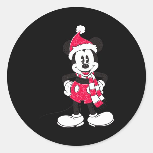 Vintage Mickey Festive Fun Ronde Sticker (Voorkant)
