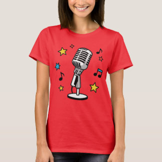 Vintage Microfoon Muziek Noten Retro Zang Ontwerp T-shirt