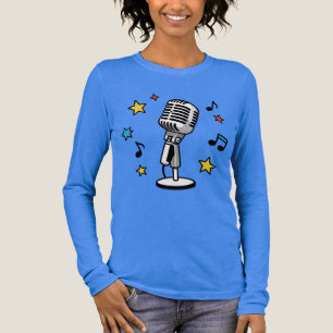 Vintage Microfoon Muzieknoden Retro Zang Ontwerp Tri-Blend Shirt