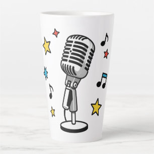 Vintage Microfoon Muzieknotities Retro Zangontwerp Latte Mok