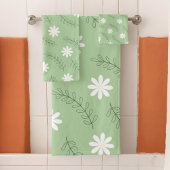 Vintage Mid-Century Green Flower Motif