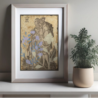 Vintage Middeleeuwse Koppel Decoupage Poster Perfect Poster