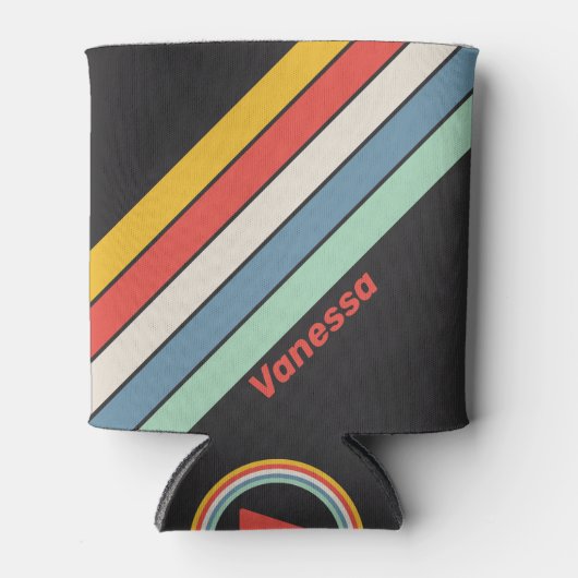 Vintage Midnight Stripes with Name Blikjeskoeler (Voorkant)