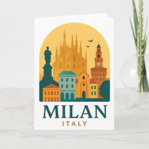 Vintage Milaan Italië Reizen Retro Duomo Kaart