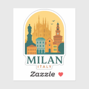 Vintage Milaan Italië Reizen Retro Duomo Sticker