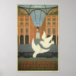 Vintage Milaan Venice Simplon Orient Express Poste Poster