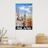 Vintage Milano Travel Affiche d'impression unique (Cuisine)