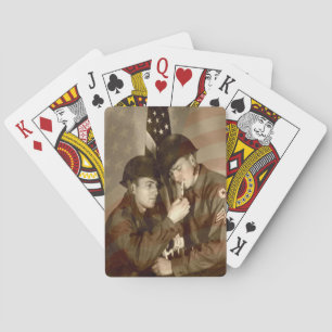 Vintage militair foto - Bicycle Poker spel kaarten