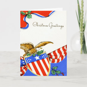 Vintage Military Christmas Card Feestdagen Kaart