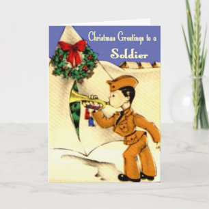 Vintage Military Christmas Card Feestdagen Kaart