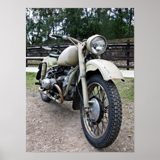 Vintage military motorcycle Poster (Devant)