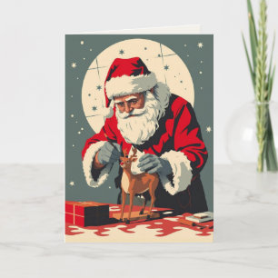 Vintage miniaturist Kerstman kerstkaart Feestdagen Kaart