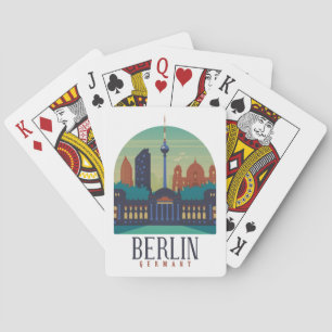 Vintage Minimaal Berlijn Duitsland Silhouet Reis Pokerkaarten