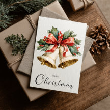 Vintage Minimalist Merry Christmas Bells