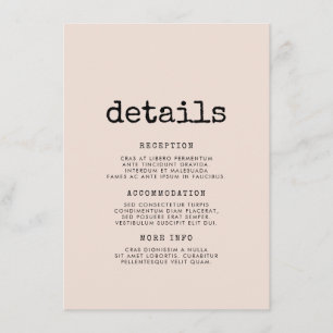 Vintage minimalistische schrijfmachine gast inform informatiekaartje