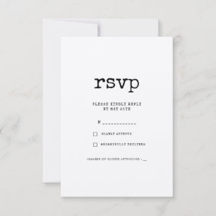 Vintage minimalistische schrijfmachine trouwen RSVP kaartje