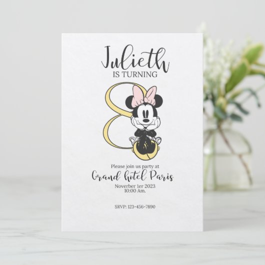 Vintage Minnie Mouse invitation fancy (Debout devant)