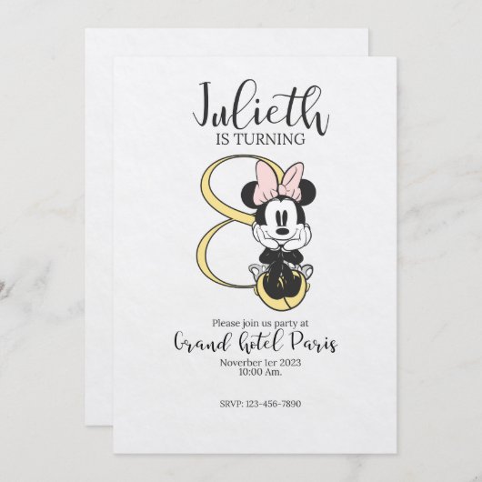 Vintage Minnie Mouse invitation fancy (Devant / Derrière)