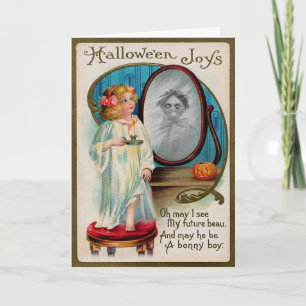 Vintage Mirror Halloween Card Feestdagen Kaart