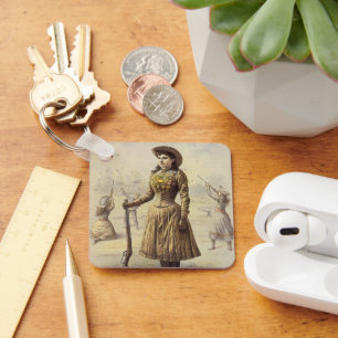 Vintage Miss Annie Oakley, Westerse Cowgirl Sleutelhanger