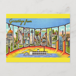 Vintage Mississippi Groeten  Briefkaart