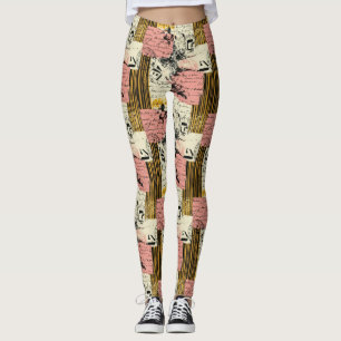 Vintage Mixed-Media Collage - Versleten Papier (2) Leggings