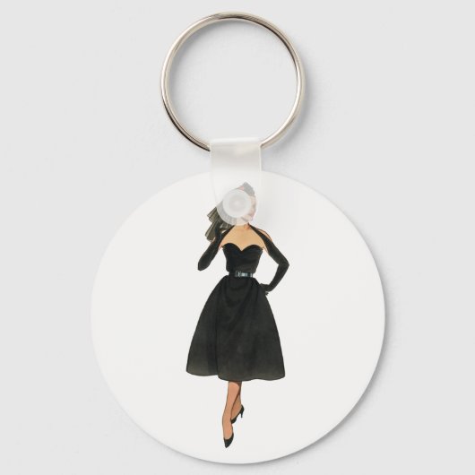 Vintage Mode Afbeelding Sleutelhanger (Voorkant)