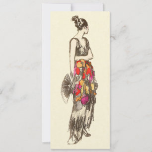 Vintage mode dames, lentejurk verjaardagsfeestje kaart