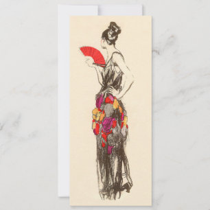 Vintage mode dames, lentejurk verjaardagsfeestje kaart