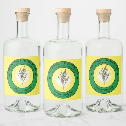 Vintage Modèle Étiquette de vinaigre de thym fait  (Bouteilles)