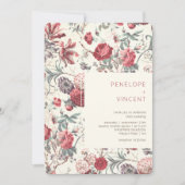 Vintage Modern Floral Wedding Invitation (Devant)