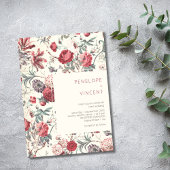 Vintage Modern Floral Wedding Invitation
