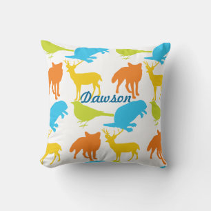 Vintage Moderne Animaux forestiers Coussin