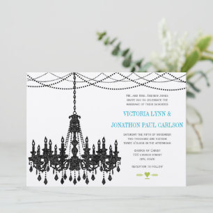 Vintage Moderne Aqua Chandelier Mariage Invitation