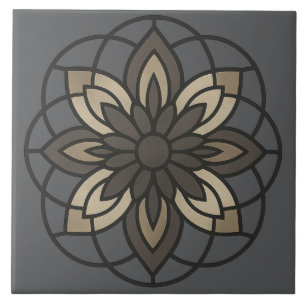 Vintage-Moderne Bloemengeometrie Tegeltje