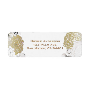 Vintage Moderne Bloemige Botanische Glam Witte & G Etiket