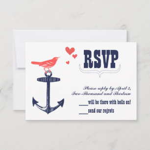 Vintage moderne corail mignon Ancre marine RSVP
