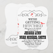 Vintage Moderne Cute Fox Faire-part de mariage (Devant / Derrière)