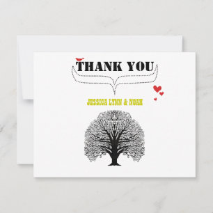 Vintage Moderne Cute Swirl Tree Mariage Merci