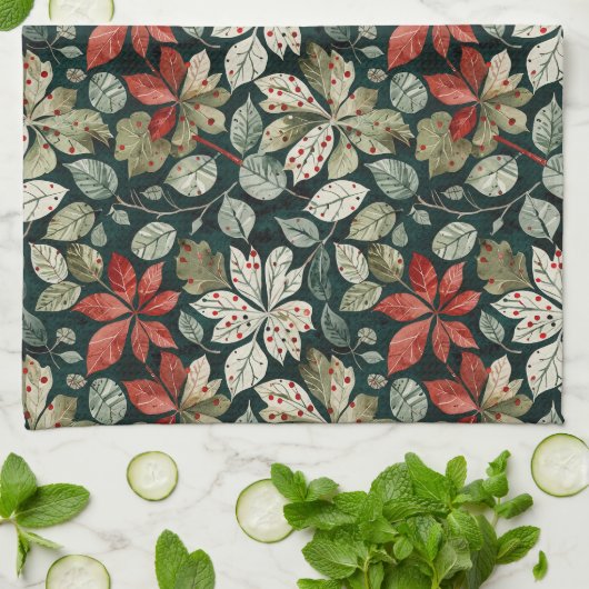 Vintage moderne Poinsettias Serviette de cuisine (Plié)