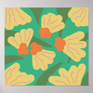Vintage Moderne Retro Bloemrijke Krachtige Doodle Poster