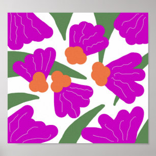 Vintage Moderne Retro Pop Bloemrijke Krachtige Doo Poster