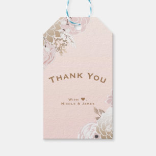 Vintage Moderne Roze Gouden Bloem Bruidsfavoriet Cadeaulabel