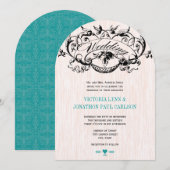 Vintage Moderne Turquoise Aqua Wedding Invitations (Devant / Derrière)
