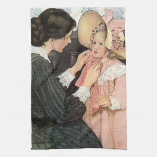 Vintage Moeder en Kind van Jessie Willcox Smith Theedoek