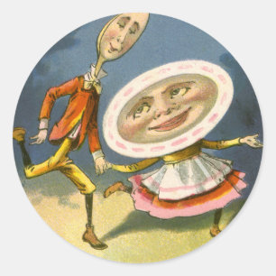 Vintage Moeder Goose Nursery Rhyme Hey Diddle Ronde Sticker