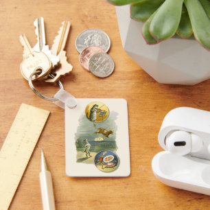 Vintage Moeder Goose Nursery Rhyme Hey Diddle Sleutelhanger